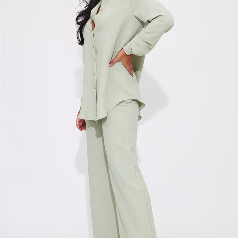Zara Light Green Wide Leg Pantsuit